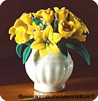 FLEURS miniatures 1:12
-  VASE de FLEURS + ROSES jaunes