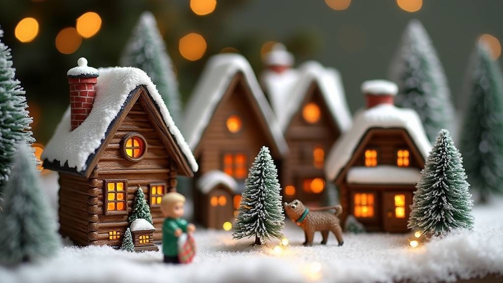 Bâtiments de village de Noël avec éclairage LED intégré