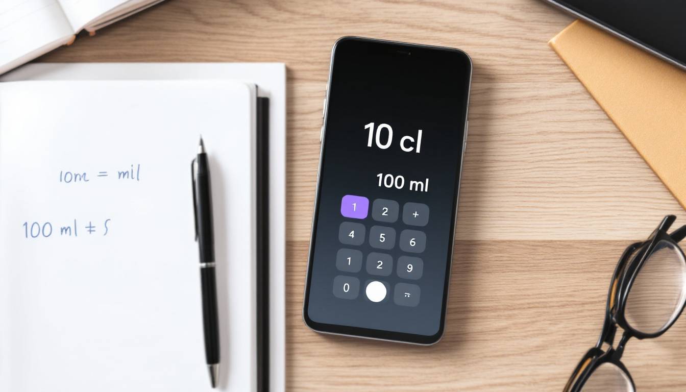 Conversion de 10 centilitres en millilitres illustrée