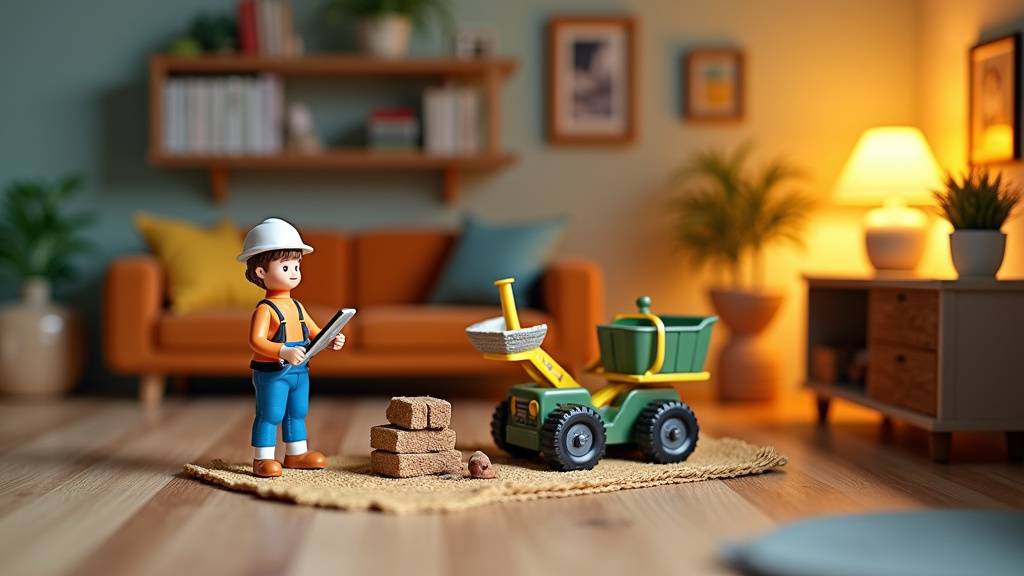 Diorama de chantier de construction avec pelleteuses miniatures