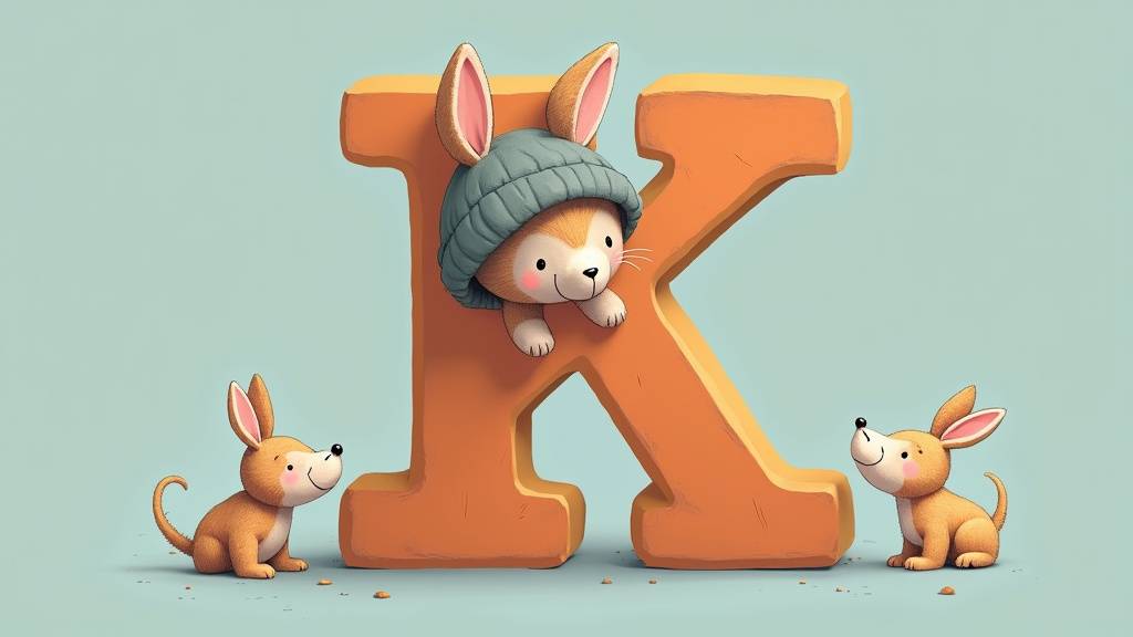 Enfant jouant avec des blocs de lettres, dont un K