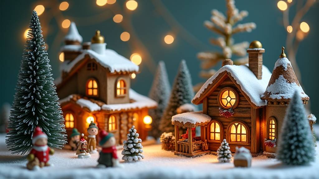 Maquette de Noël féerique avec village illuminé