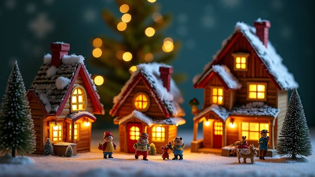 Matériaux pour maquette de Noël: neige, mousse, décorations