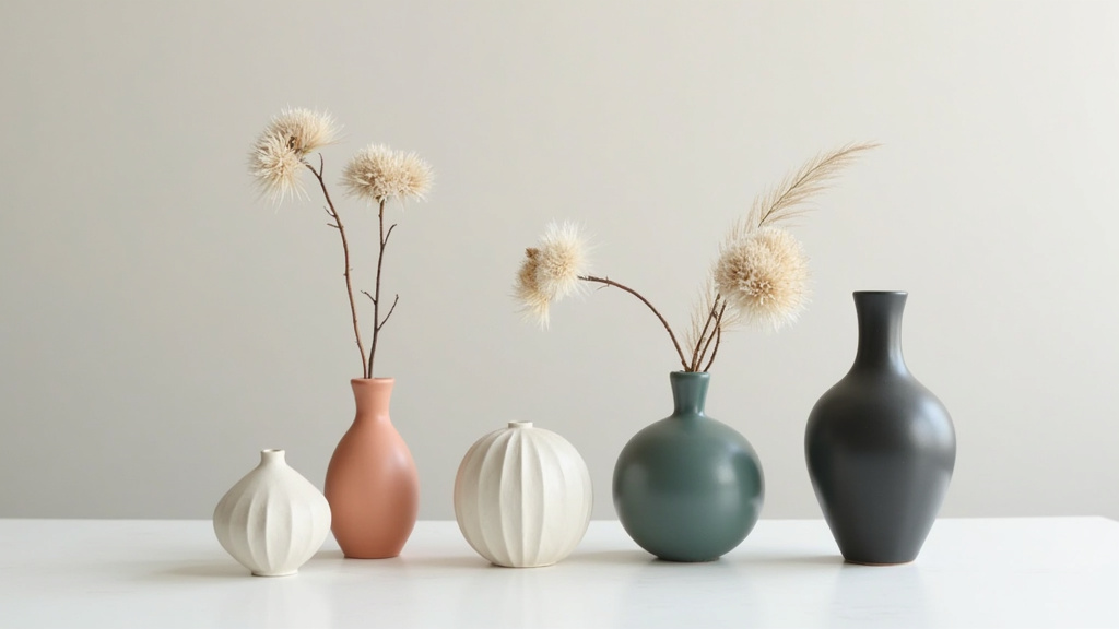 Collection de mini vases décoratifs sur une étagère