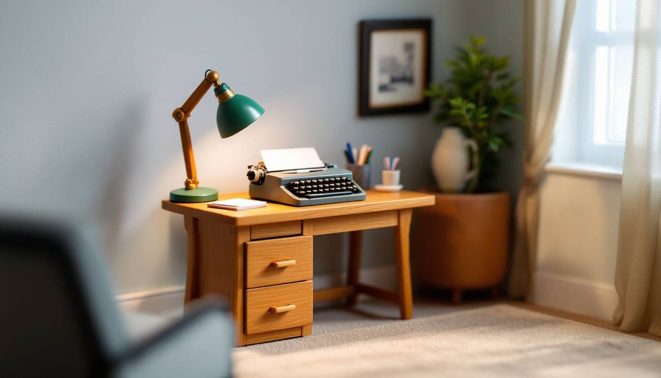 Miniature Bureau avec éclairage LED et détails réalistes