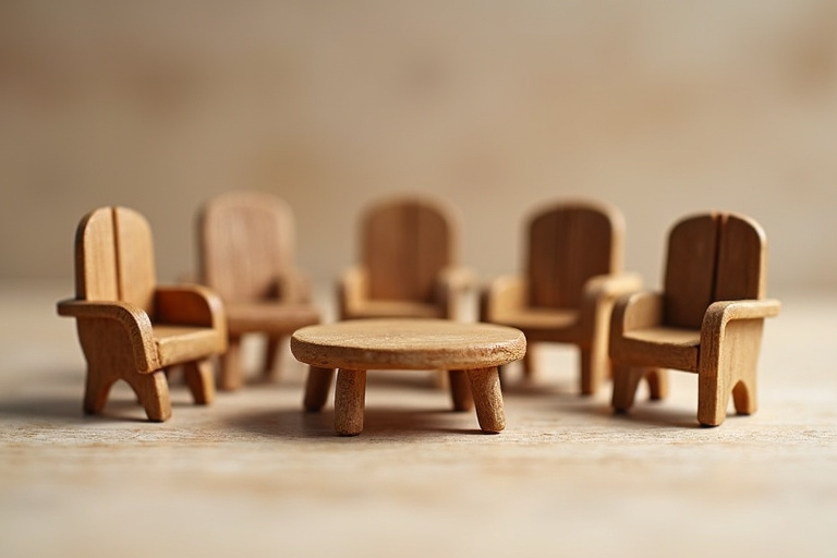 Assortiment de meubles miniatures de différents styles pour maison de poupée