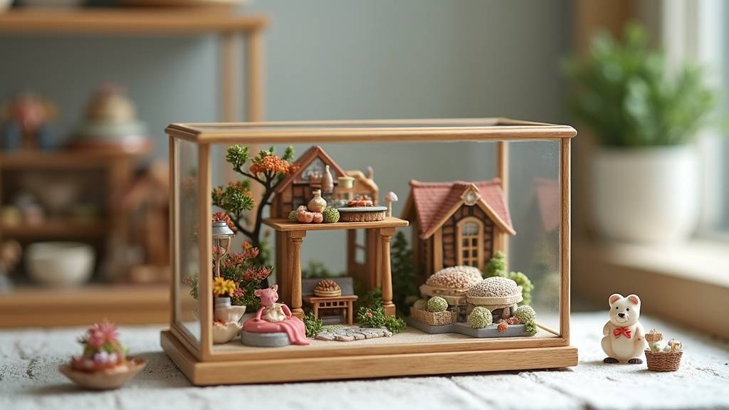 Collection d'objets miniatures pour vitrines