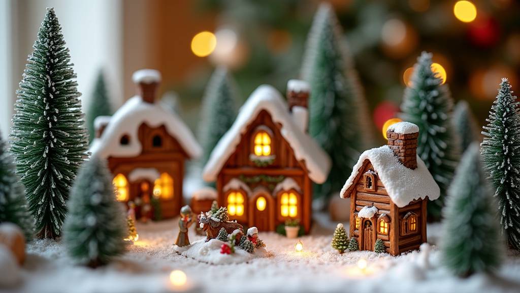 Paysage hivernal pour village de Noël avec neige artificielle