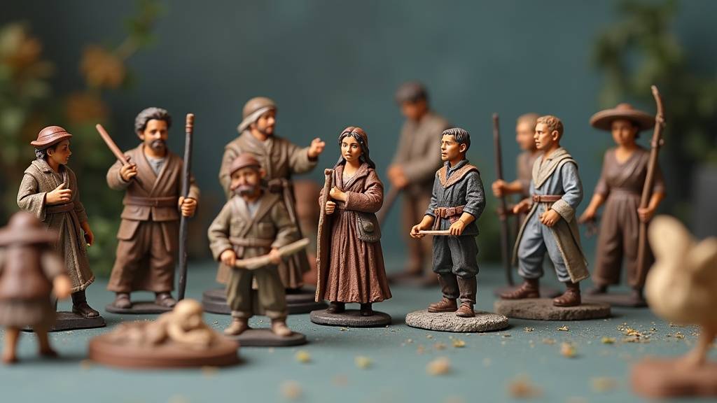 Personnages miniatures en action dans un diorama réaliste