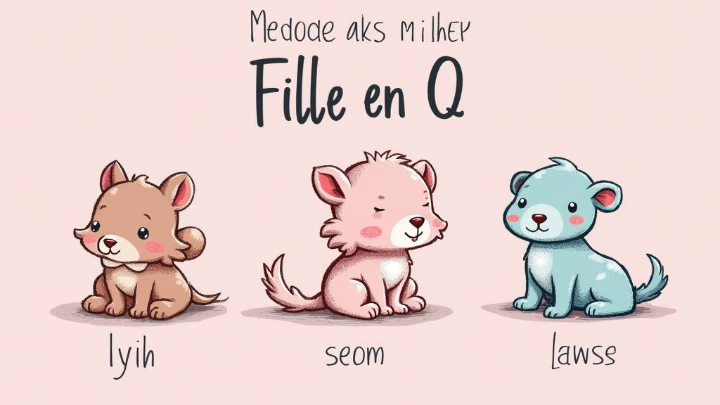 Illustration élégante de prénoms féminins commençant par Q