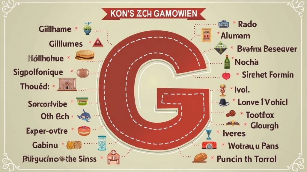 Illustration de prénoms garçons en G vintage