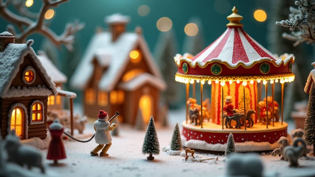 Village de Noël illuminé avec animation