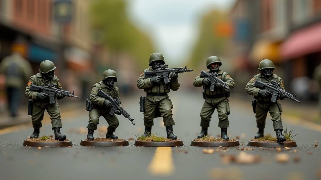 Vitrine éclairée présentant une collection de figurines miniatures